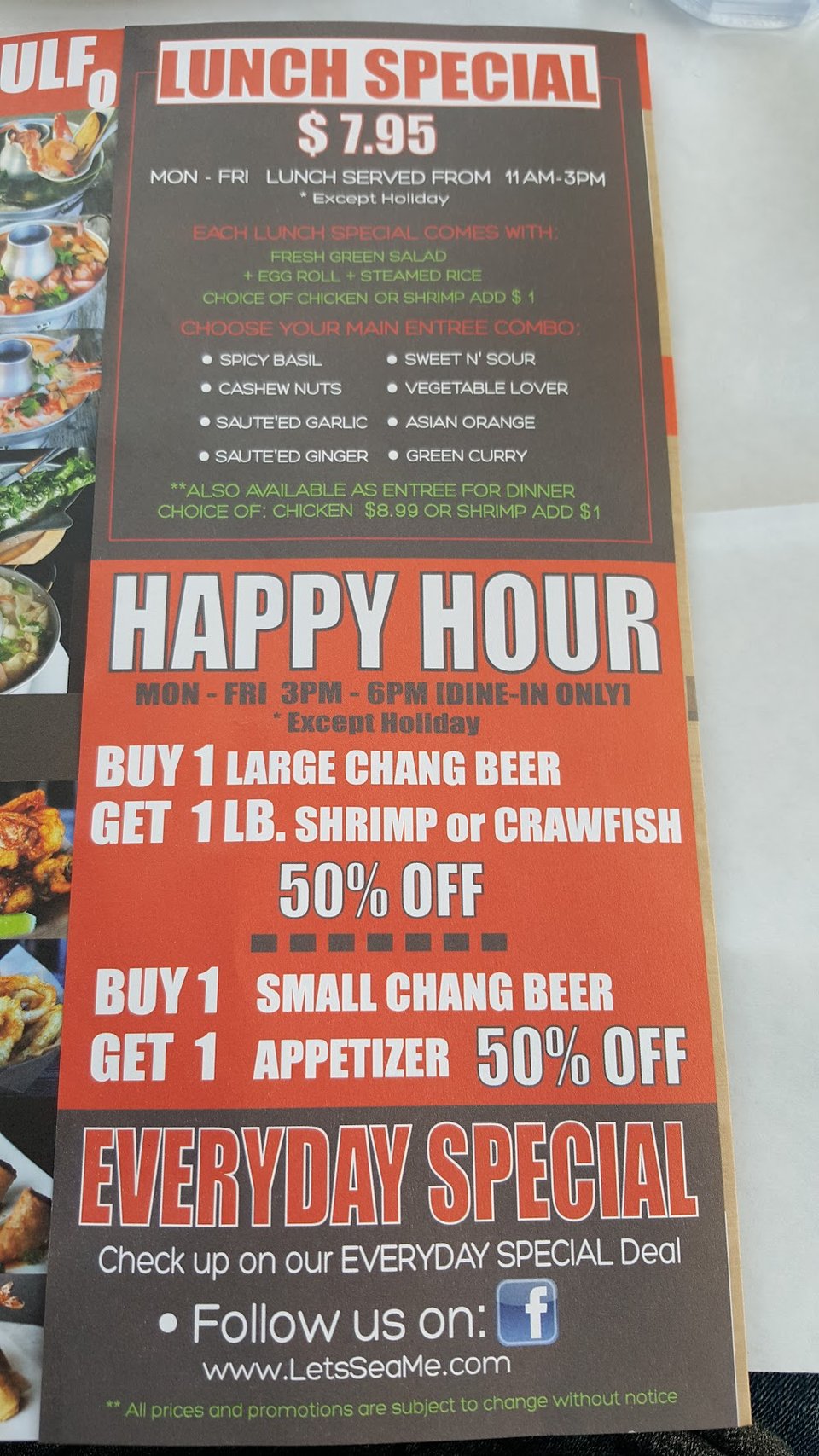 Printed menu with sandwiches, bowls, and salads.